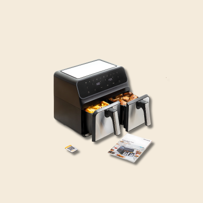 Friteuse à air Innovagoods Fryinn Double – 8 L, 3 400 W, acier inoxydable noir