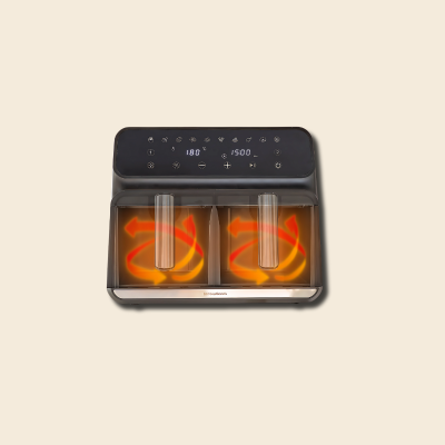 Friteuse à air Innovagoods Fryinn Double – 8 L, 3 400 W, acier inoxydable noir